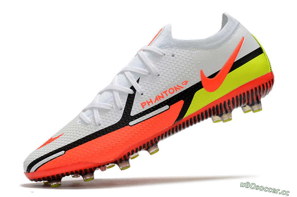 Men's Nike Phantom GT Elite AG Artificial Grass Low-Tops Football Boots - White/Black/Red/Yellow 5