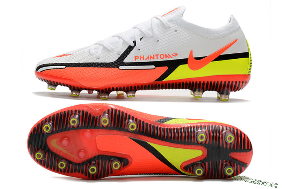 Men's Nike Phantom GT Elite AG Artificial Grass Low-Tops Football Boots - White/Black/Red/Yellow 1