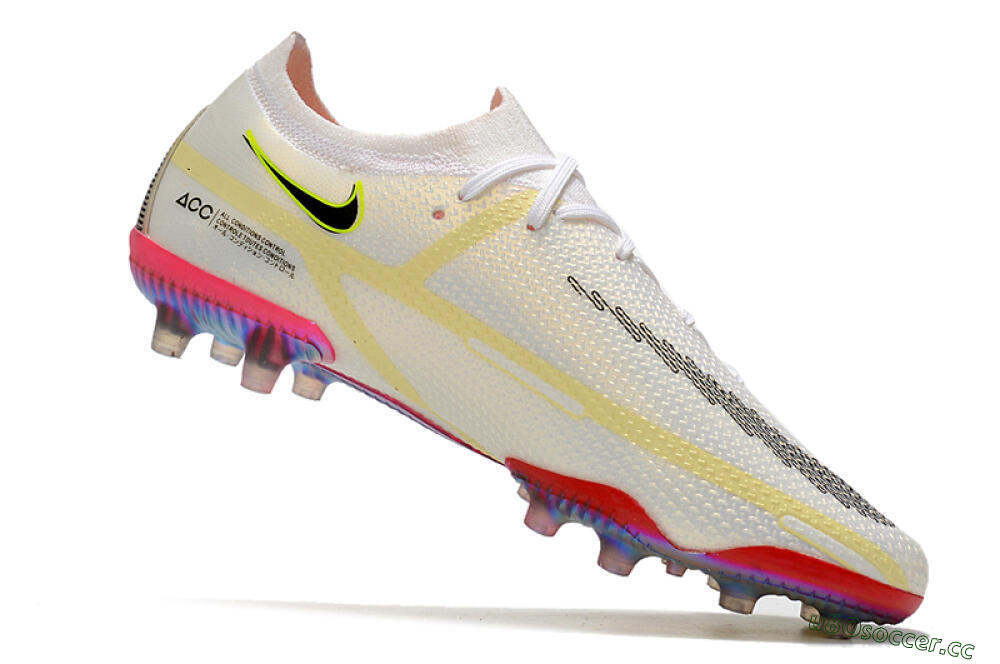 Men's Nike Phantom GT Elite AG Artificial Grass Low-Tops Football Boots - White/Gold/Black 4