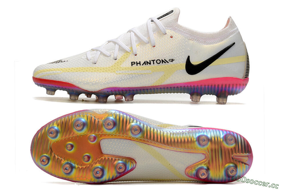 Men's Nike Phantom GT Elite AG Artificial Grass Low-Tops Football Boots - White/Gold/Black 1