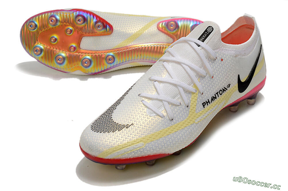 Men's Nike Phantom GT Elite AG Artificial Grass Low-Tops Football Boots - White/Gold/Black 3