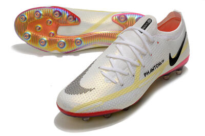 Men's Nike Phantom GT Elite AG Artificial Grass Low-Tops Football Boots - White/Gold/Black