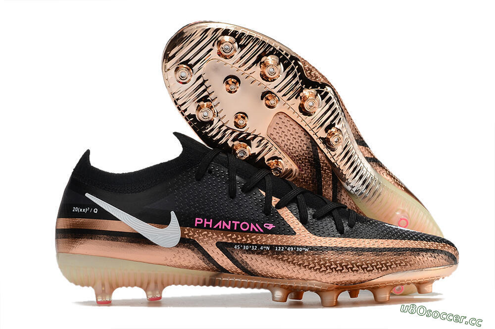 Men's Nike Phantom GT Elite AG Artificial Grass Low-Tops Football Boots - Gold/Black/White 2