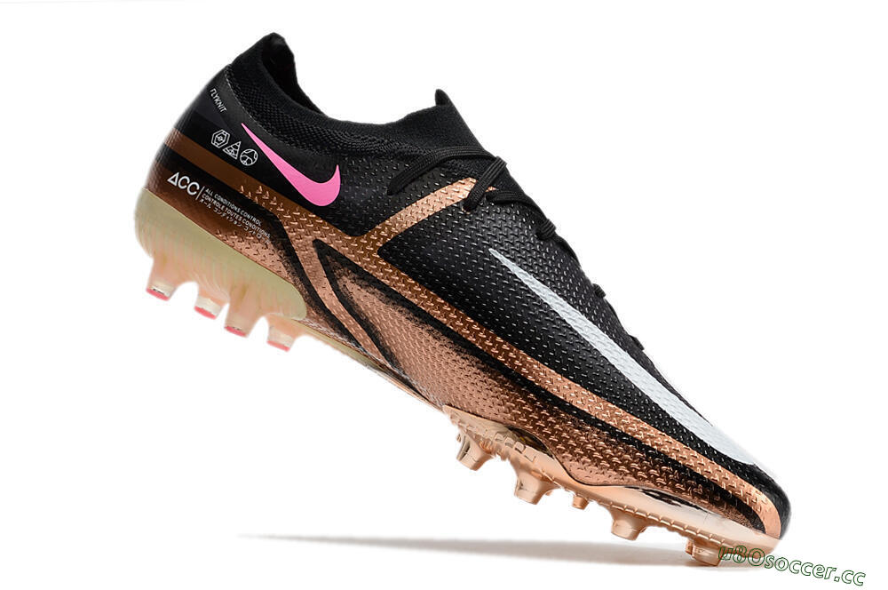 Men's Nike Phantom GT Elite AG Artificial Grass Low-Tops Football Boots - Gold/Black/White 4