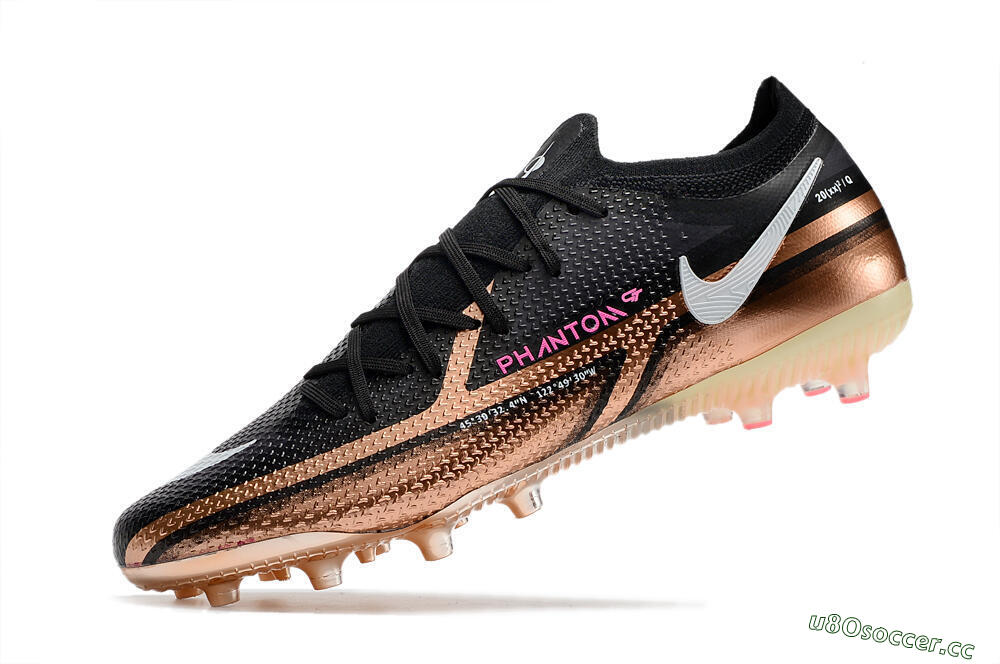 Men's Nike Phantom GT Elite AG Artificial Grass Low-Tops Football Boots - Gold/Black/White 5