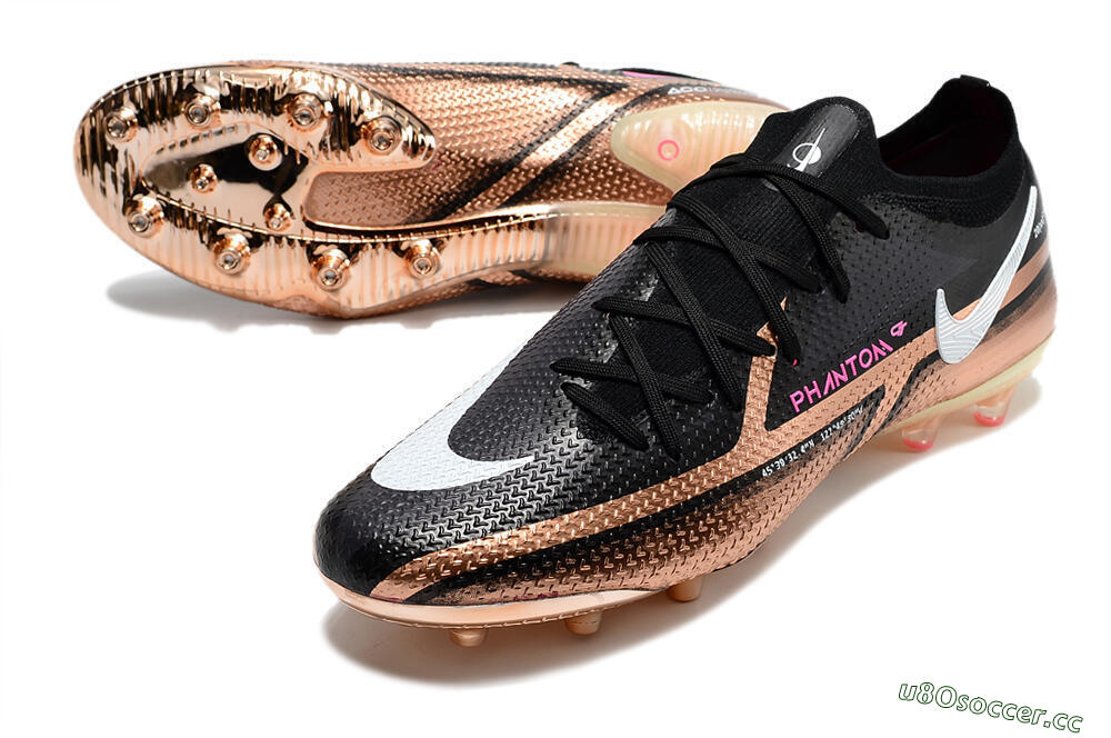 Men's Nike Phantom GT Elite AG Artificial Grass Low-Tops Football Boots - Gold/Black/White 3