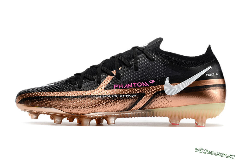Men's Nike Phantom GT Elite AG Artificial Grass Low-Tops Football Boots - Gold/Black/White 0