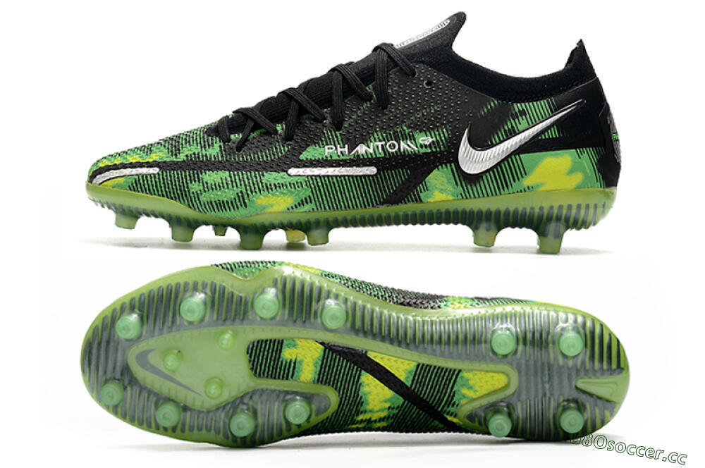 Men's Nike Phantom GT Elite AG Artificial Grass Low-Tops Football Boots - Green/Yellow/Black/Silver 1