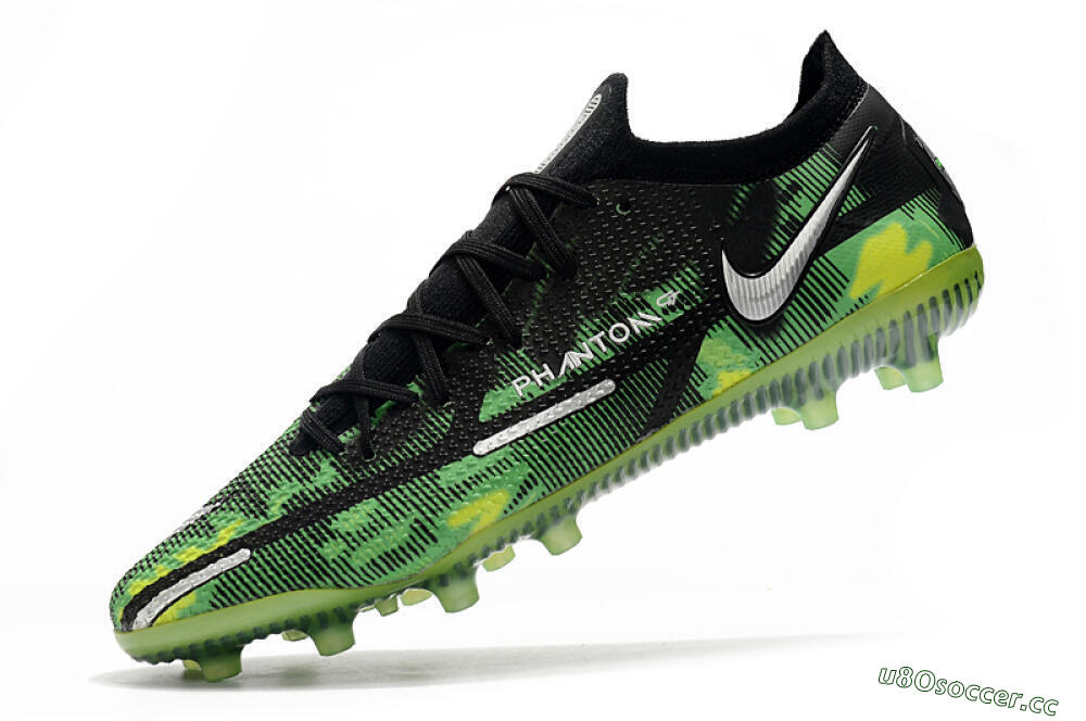 Men's Nike Phantom GT Elite AG Artificial Grass Low-Tops Football Boots - Green/Yellow/Black/Silver 4