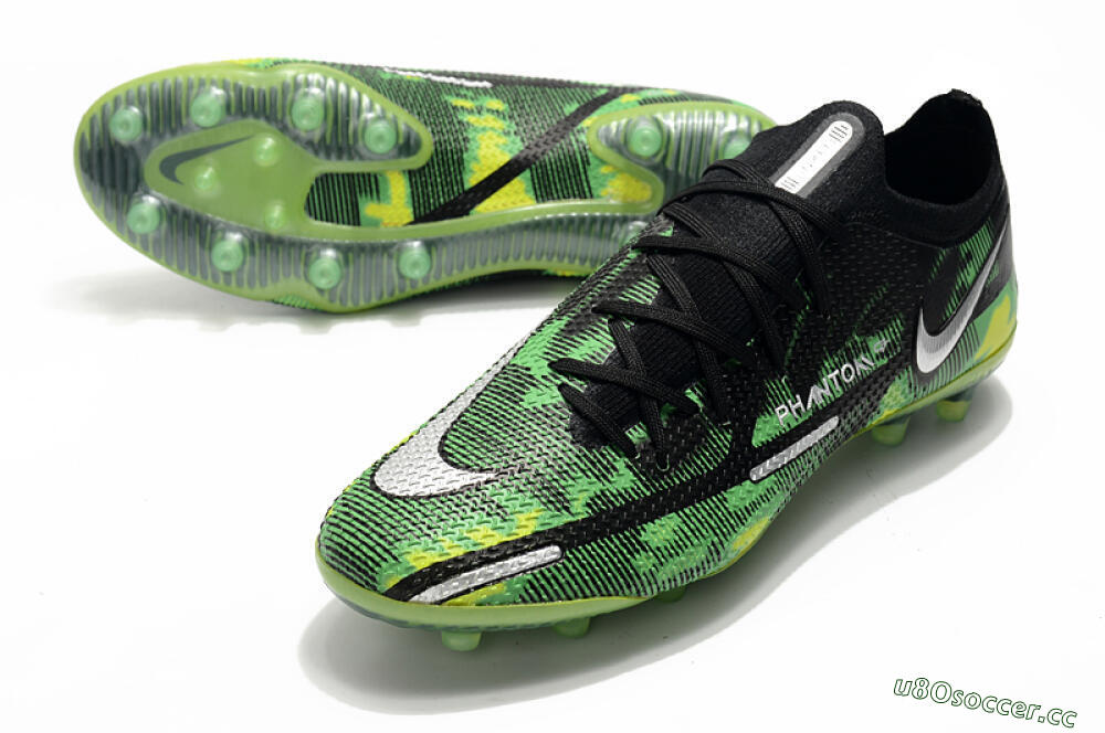Men's Nike Phantom GT Elite AG Artificial Grass Low-Tops Football Boots - Green/Yellow/Black/Silver 0