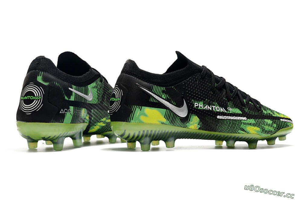Men's Nike Phantom GT Elite AG Artificial Grass Low-Tops Football Boots - Green/Yellow/Black/Silver 5