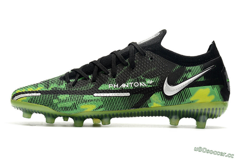 Men's Nike Phantom GT Elite AG Artificial Grass Low-Tops Football Boots - Green/Yellow/Black/Silver 2