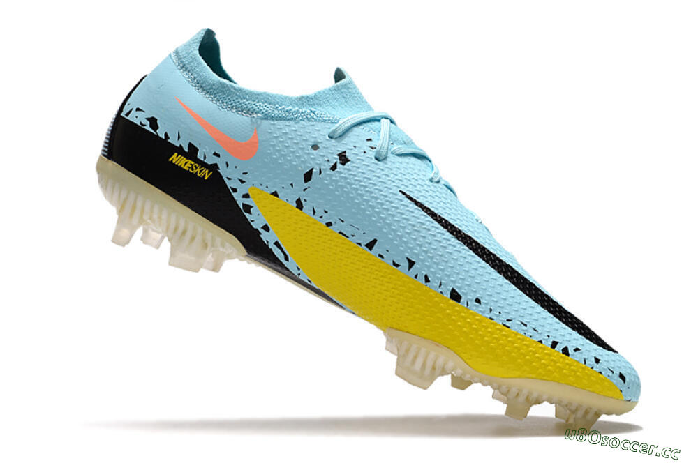 Men's Phantom GT 2 Elite FG Firm Ground Low-Tops Football Boots - Blue/Yellow/Pink 4