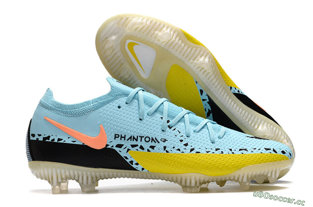 Men's Phantom GT 2 Elite FG Firm Ground Low-Tops Football Boots - Blue/Yellow/Pink 2