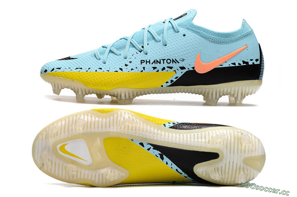 Men's Phantom GT 2 Elite FG Firm Ground Low-Tops Football Boots - Blue/Yellow/Pink 1