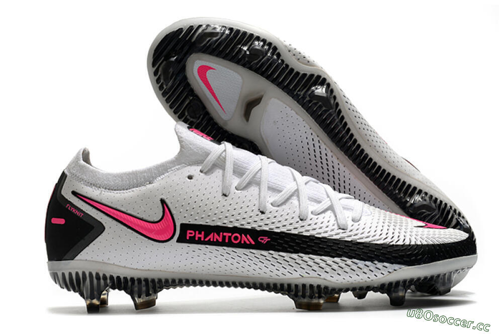 Men's Nike Phantom GT Elite FG Firm Ground Low-Tops Football Boots - White/Black/Pink 2