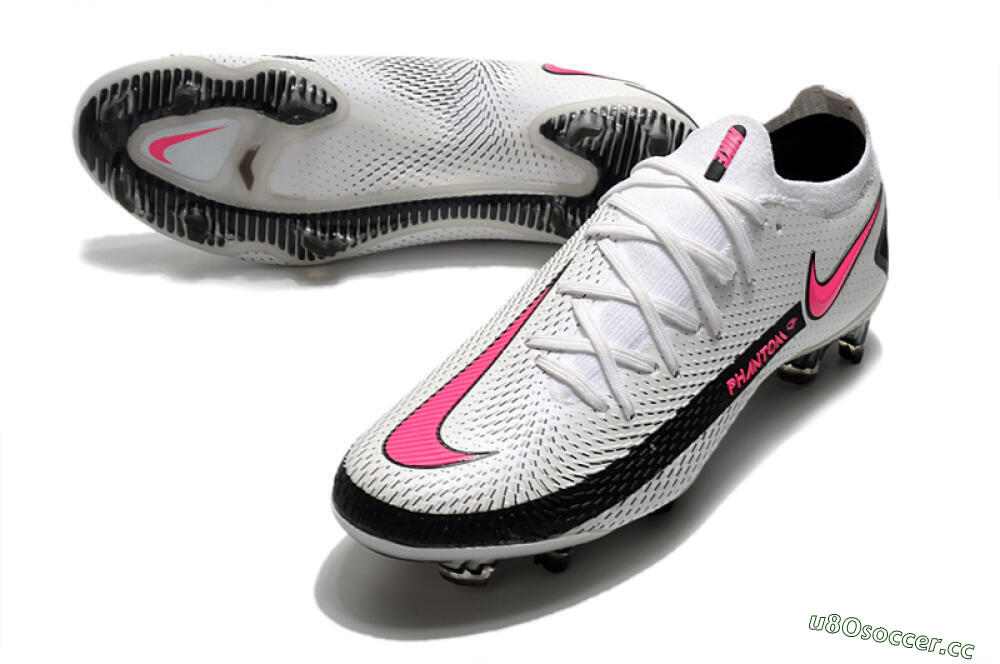 Men's Nike Phantom GT Elite FG Firm Ground Low-Tops Football Boots - White/Black/Pink 3