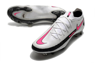 Men's Nike Phantom GT Elite FG Firm Ground Low-Tops Football Boots - White/Black/Pink