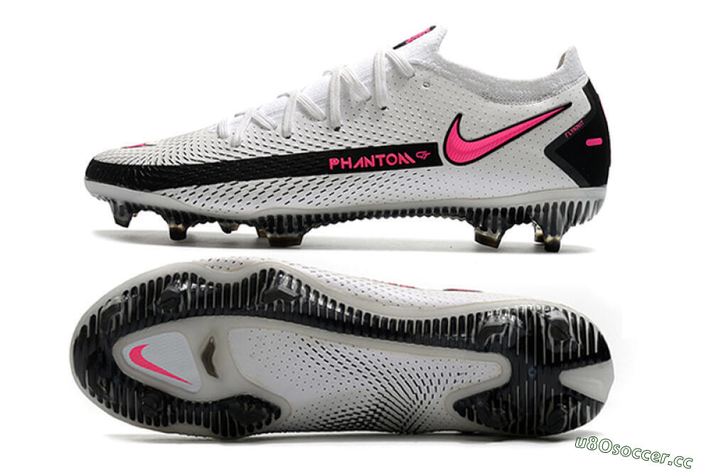 Men's Nike Phantom GT Elite FG Firm Ground Low-Tops Football Boots - White/Black/Pink 1