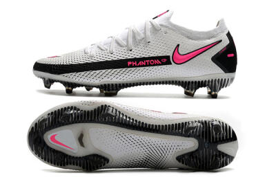 Men's Nike Phantom GT Elite FG Firm Ground Low-Tops Football Boots - White/Black/Pink