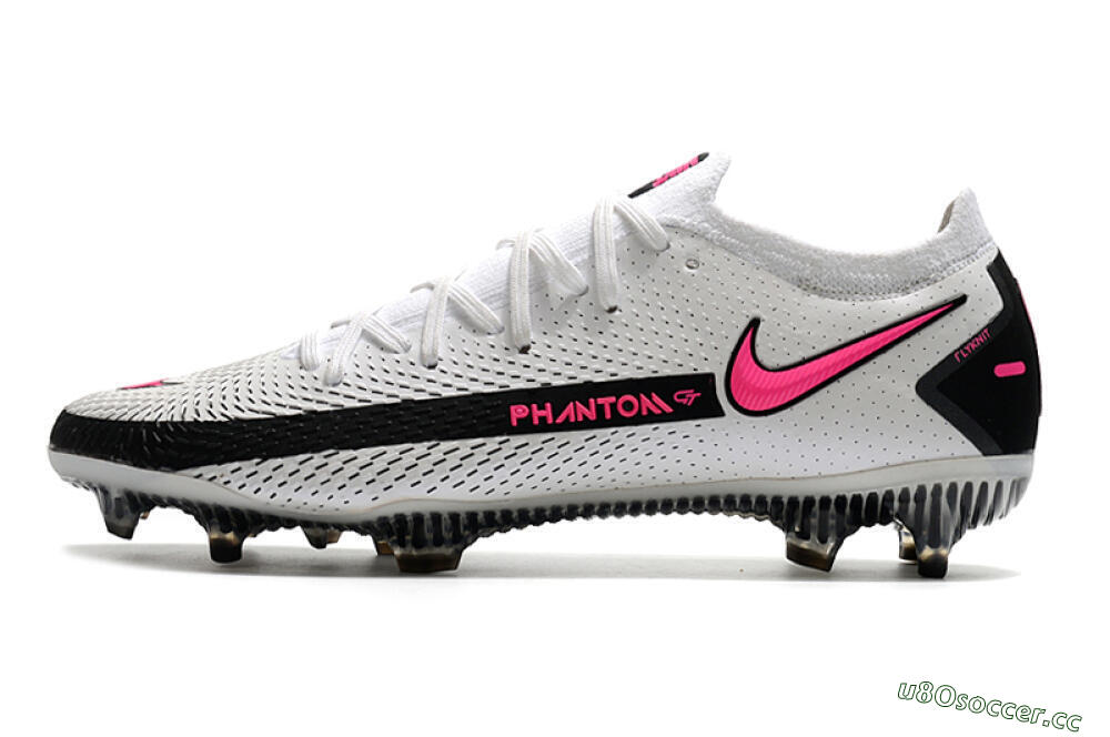 Men's Nike Phantom GT Elite FG Firm Ground Low-Tops Football Boots - White/Black/Pink 0