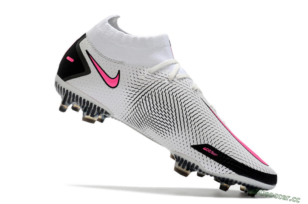Men's Nike Phantom GT DF Elite FG Firm Ground High-Tops Football Boots - White/Black/Pink 4