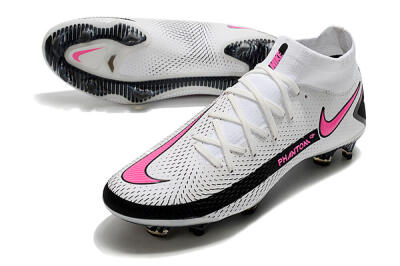Men's Nike Phantom GT DF Elite FG Firm Ground High-Tops Football Boots - White/Black/Pink