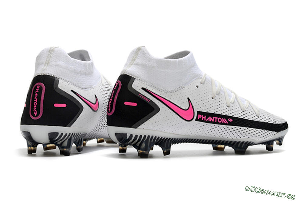 Men's Nike Phantom GT DF Elite FG Firm Ground High-Tops Football Boots - White/Black/Pink 6