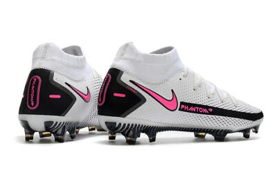 Men's Nike Phantom GT DF Elite FG Firm Ground High-Tops Football Boots - White/Black/Pink