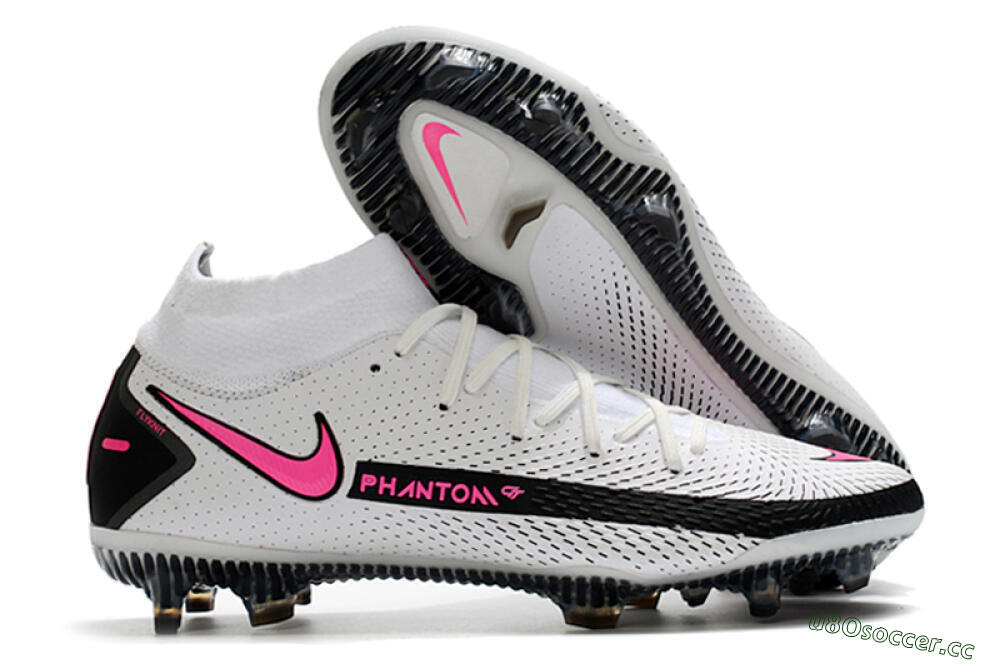 Men's Nike Phantom GT DF Elite FG Firm Ground High-Tops Football Boots - White/Black/Pink 2