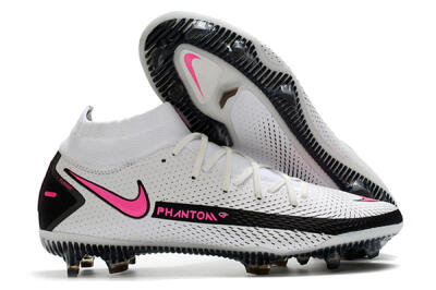 Men's Nike Phantom GT DF Elite FG Firm Ground High-Tops Football Boots - White/Black/Pink