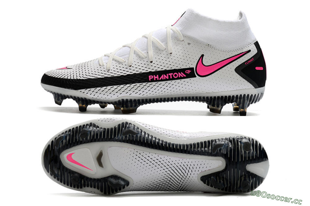 Men's Nike Phantom GT DF Elite FG Firm Ground High-Tops Football Boots - White/Black/Pink 1