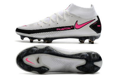 Men's Nike Phantom GT DF Elite FG Firm Ground High-Tops Football Boots - White/Black/Pink