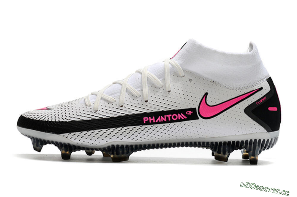 Men's Nike Phantom GT DF Elite FG Firm Ground High-Tops Football Boots - White/Black/Pink 0