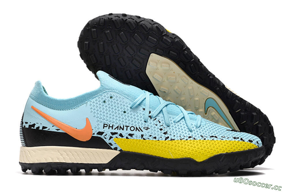 Men's Nike Phantom GT Pro TF Artificial Turf Low-Tops Football Shoes - Blue/Yellow/Pink 2