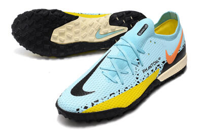 Men's Nike Phantom GT Pro TF Artificial Turf Low-Tops Football Shoes - Blue/Yellow/Pink