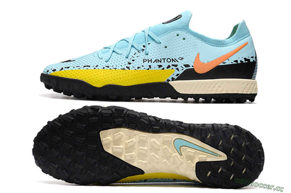 Men's Nike Phantom GT Pro TF Artificial Turf Low-Tops Football Shoes - Blue/Yellow/Pink 1
