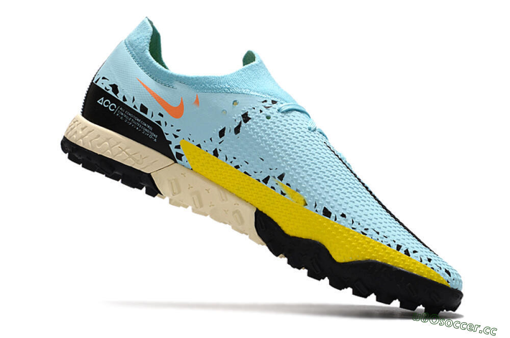 Men's Nike Phantom GT Pro TF Artificial Turf Low-Tops Football Shoes - Blue/Yellow/Pink 4