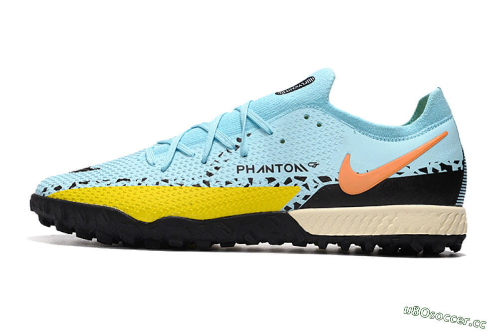 Men's Nike Phantom GT Pro TF Artificial Turf Low-Tops Football Shoes - Blue/Yellow/Pink 0