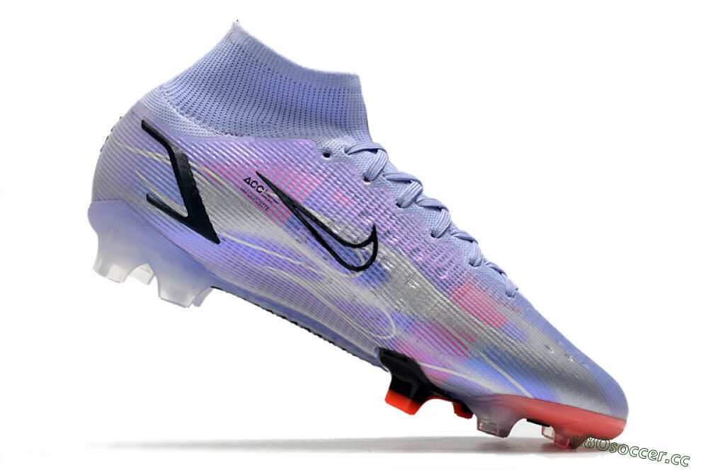 Men's Nike Mercurial Superfly 8 Elite FG Firm Ground High-Tops Football Boots - Purple/Red/Black 4