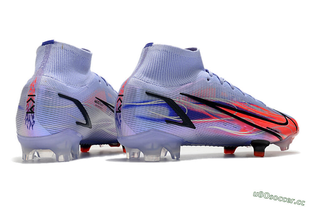 Men's Nike Mercurial Superfly 8 Elite FG Firm Ground High-Tops Football Boots - Purple/Red/Black 6