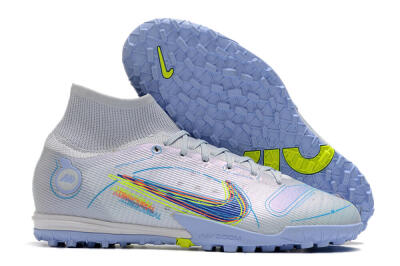 Men's Nike Mercurial Superfly 8 Elite TF Artificial Turf High-Tops Football Shoes - White/Blue/Yellow