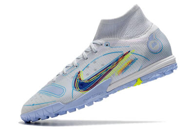Men's Nike Mercurial Superfly 8 Elite TF Artificial Turf High-Tops Football Shoes - White/Blue/Yellow