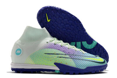 Men's Nike Mercurial Superfly 8 Elite TF Artificial Turf High-Tops Football Shoes - Jade/Yellow/Purple