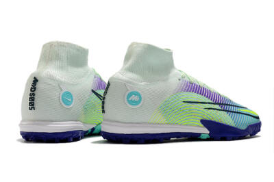 Men's Nike Mercurial Superfly 8 Elite TF Artificial Turf High-Tops Football Shoes - Jade/Yellow/Purple