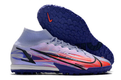 Men's Nike Mercurial Superfly 8 Elite TF Artificial Turf High-Tops Football Shoes - Blue/Red/Black