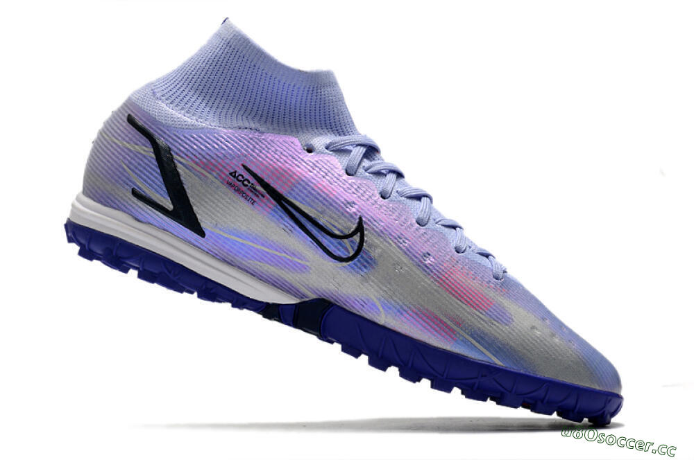 Men's Nike Mercurial Superfly 8 Elite TF Artificial Turf High-Tops Football Shoes - Blue/Red/Black 4