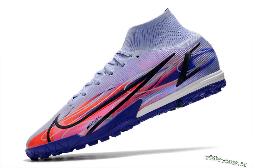 Men's Nike Mercurial Superfly 8 Elite TF Artificial Turf High-Tops Football Shoes - Blue/Red/Black 5