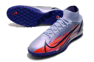 Men's Nike Mercurial Superfly 8 Elite TF Artificial Turf High-Tops Football Shoes - Blue/Red/Black