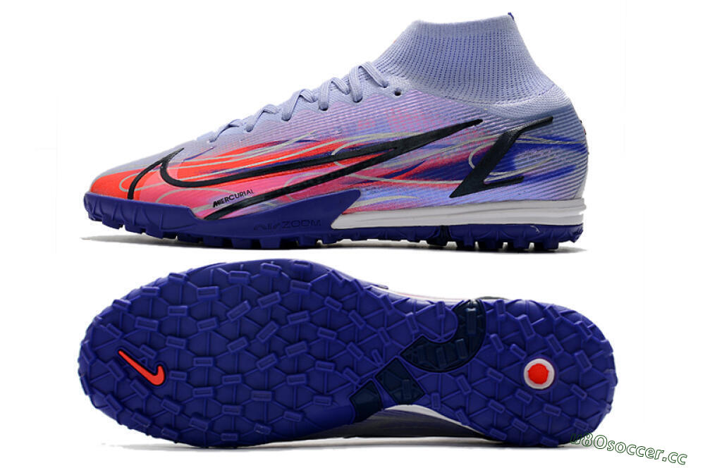 Men's Nike Mercurial Superfly 8 Elite TF Artificial Turf High-Tops Football Shoes - Blue/Red/Black 1